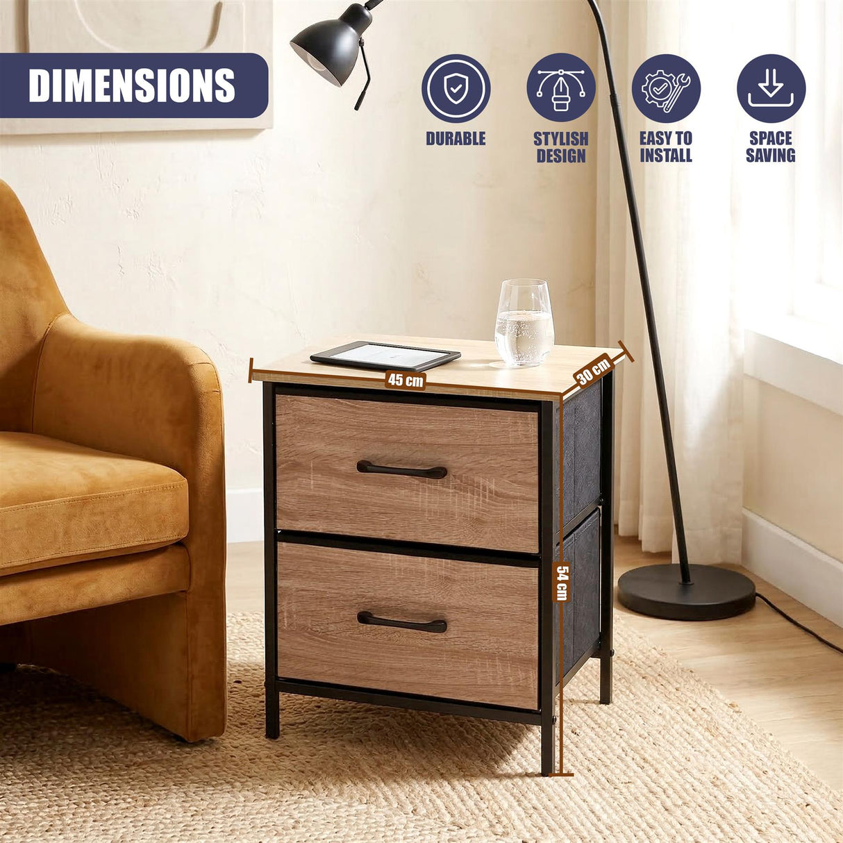 2 Tier Bedside Table