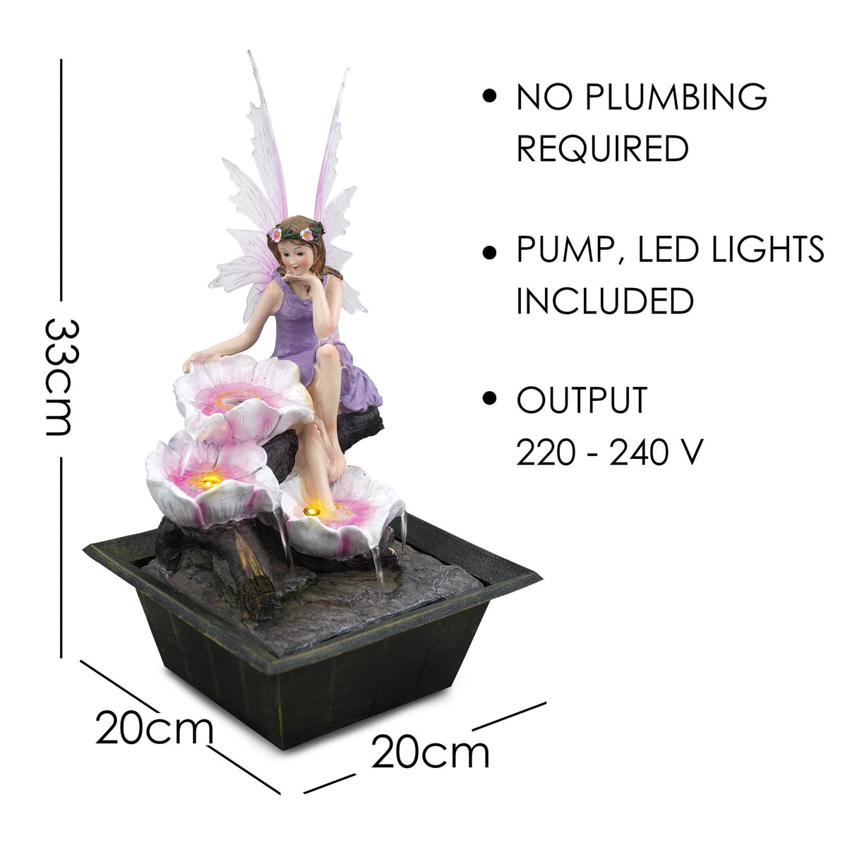 Fairy Water Feature Indoor With LED by GEEZY - UKBuyZone