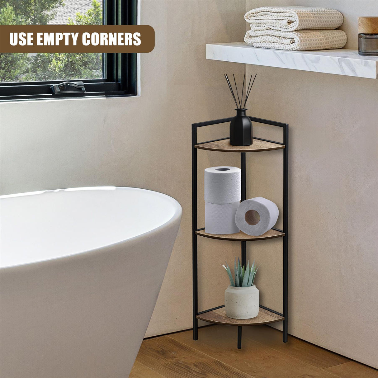 3 Tier Wooden Corner Shelf by GEEZY - UKBuyZone