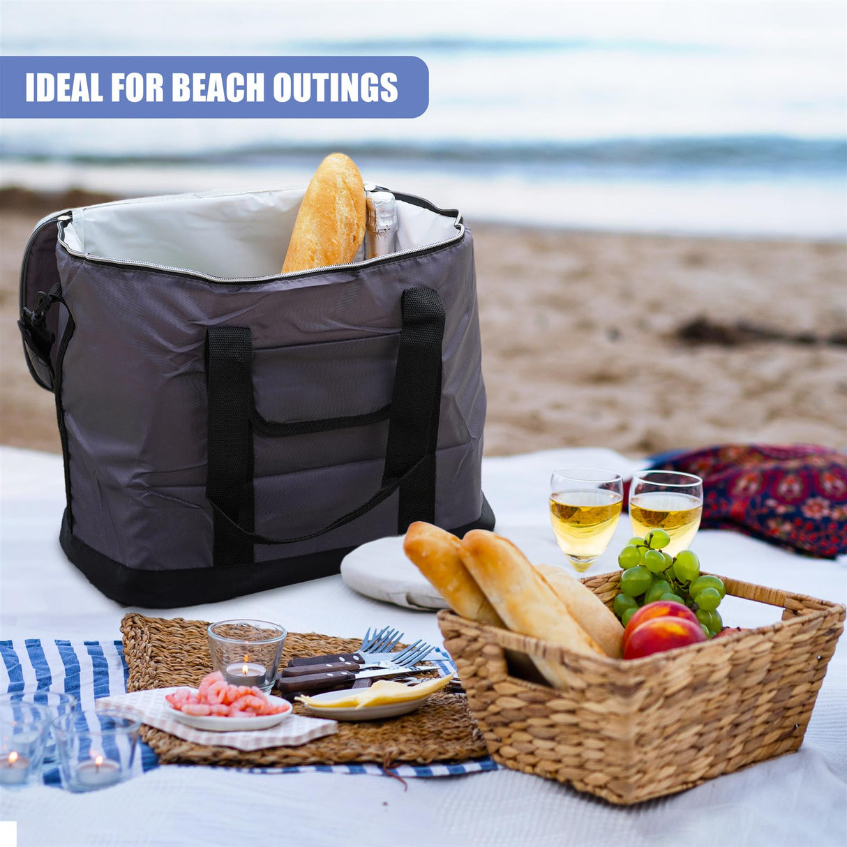 Extra Large 60 Can 30L Insulated Cool Bag Cooler Picnic Drinks Carrier Tote by Geezy - UKBuyZone