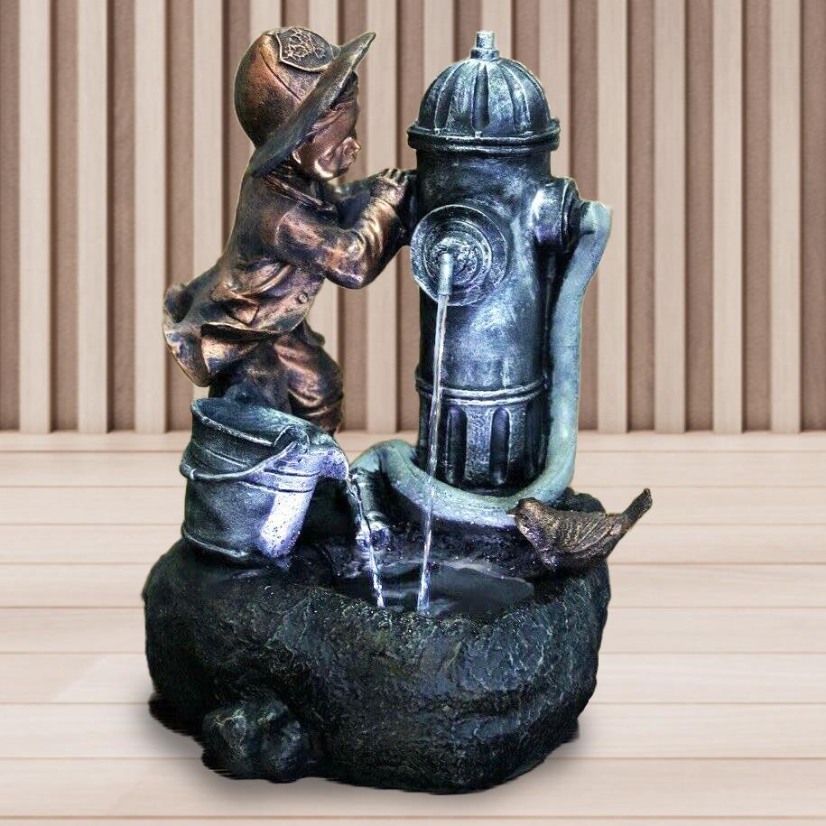Fire Hydrant Water Feature Outdoor With LED by GEEZY - UKBuyZone