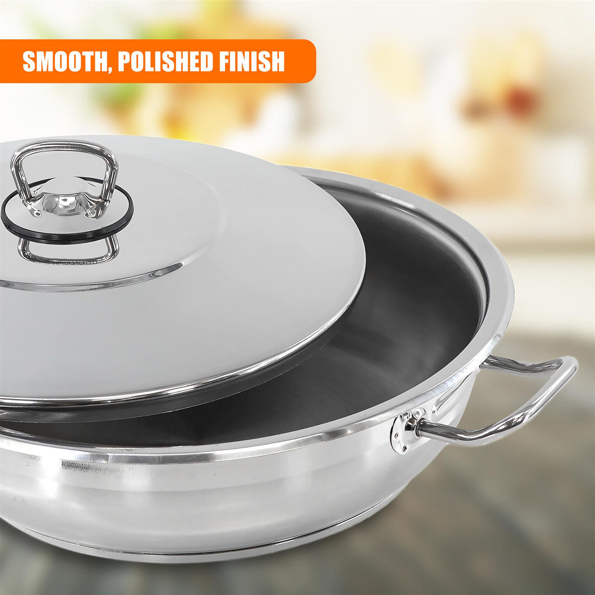 Gastro Shallow Pot With Lid 28 x 8 cm by GEEZY - UKBuyZone