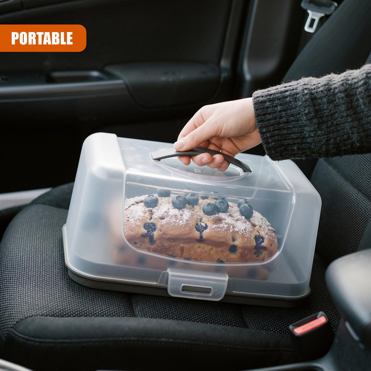 Rectangular Cake Carrier with Handle and Lid