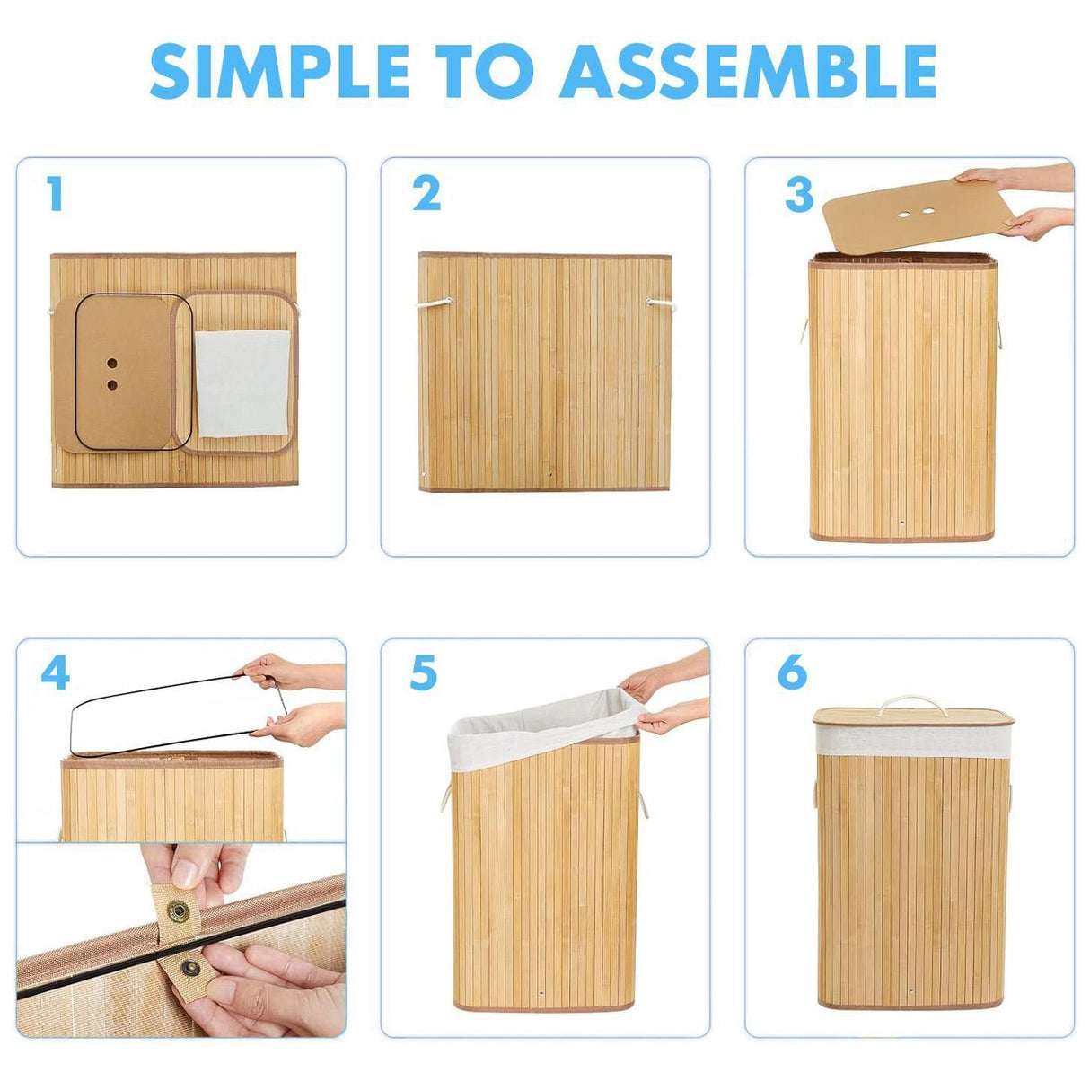 Rectangular Bamboo Basket Natural by GEEZY - UKBuyZone