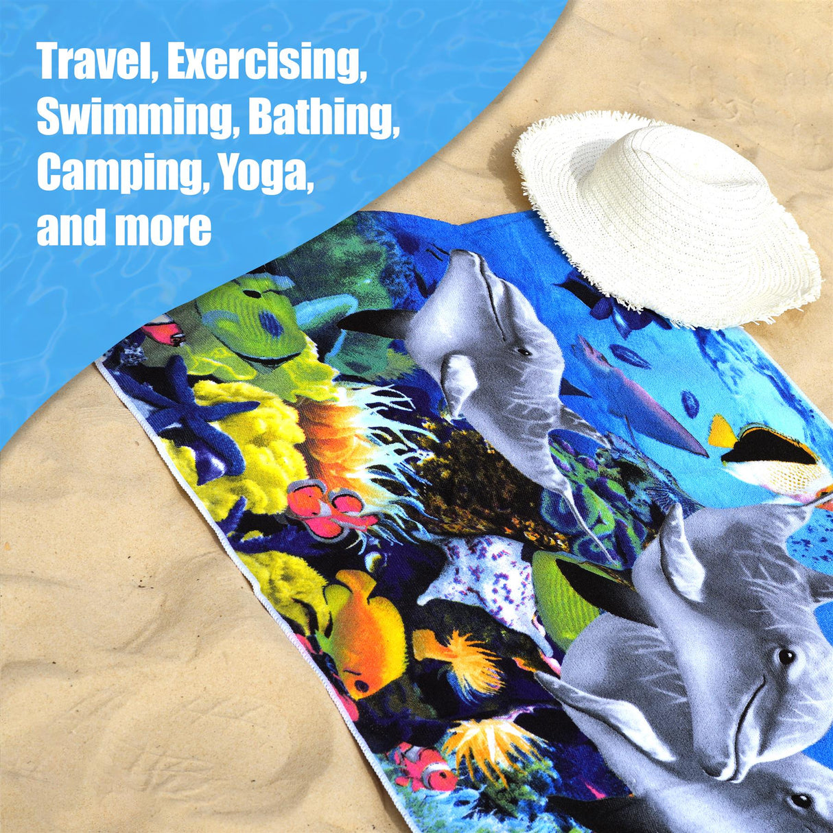 Dolphins Design Large Towel by GEEZY - UKBuyZone