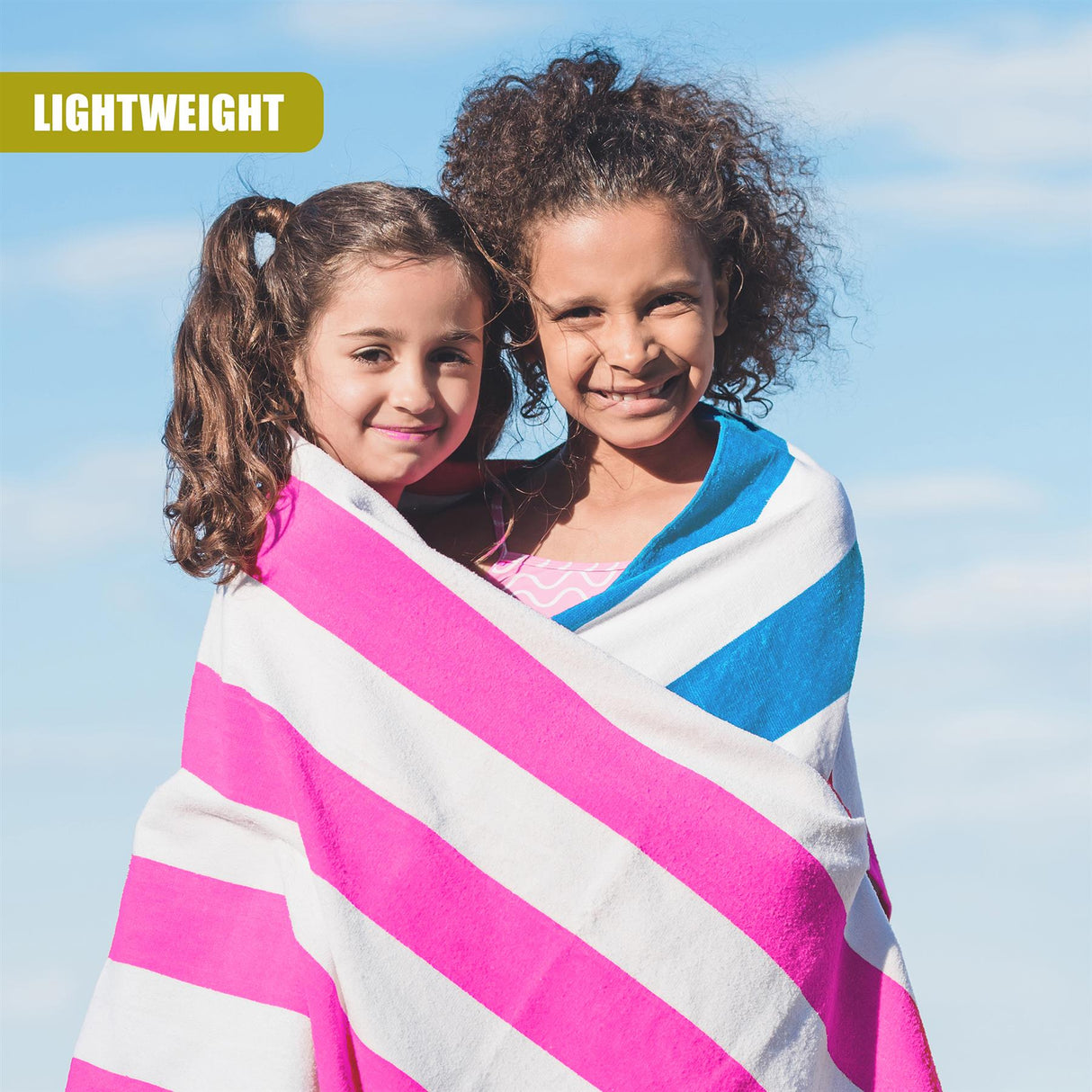 Pink & Blue Striped Microfibre Beach Towels - Set of 2 by GEEZY - UKBuyZone