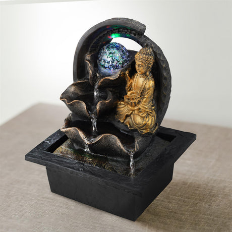 Buddha Crystal Ball Water Feature Indoor With LED by GEEZY - UKBuyZone