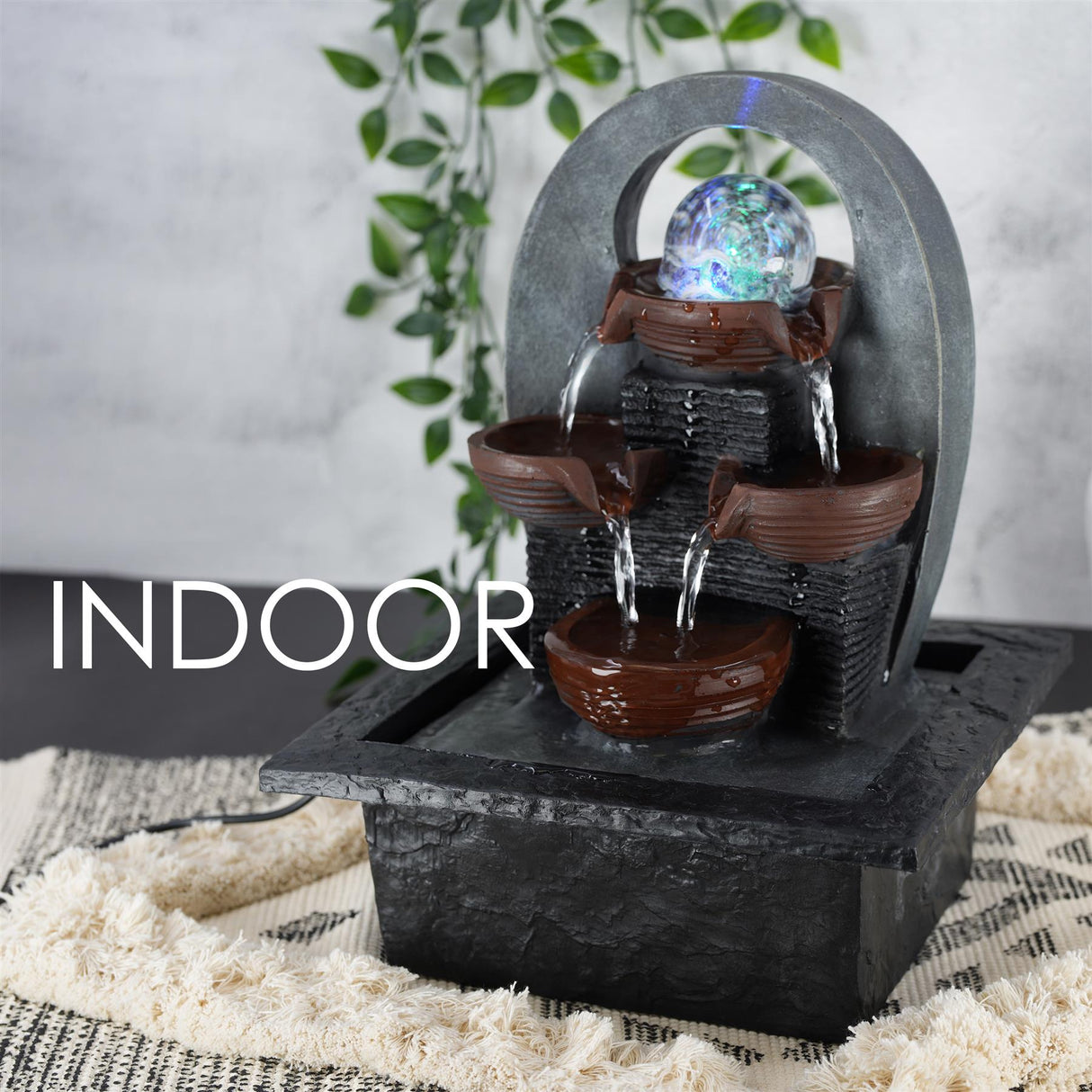 Cascading Water Feature Indoor With LED by GEEZY - UKBuyZone