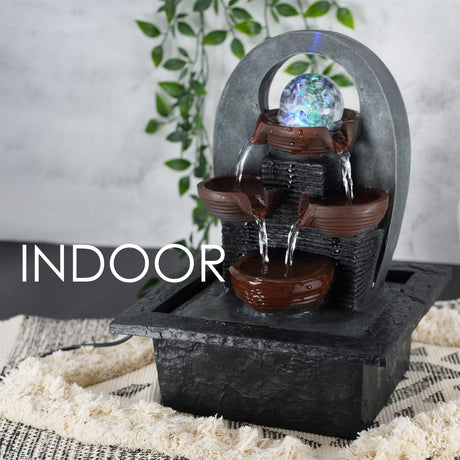 Cascading Water Feature Indoor With LED by GEEZY - UKBuyZone