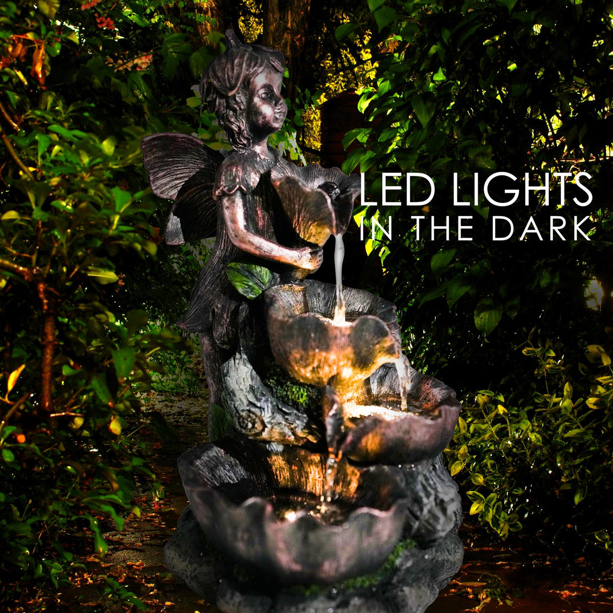 Fairy Solar Water Feature Outdoor With LED by GEEZY - UKBuyZone