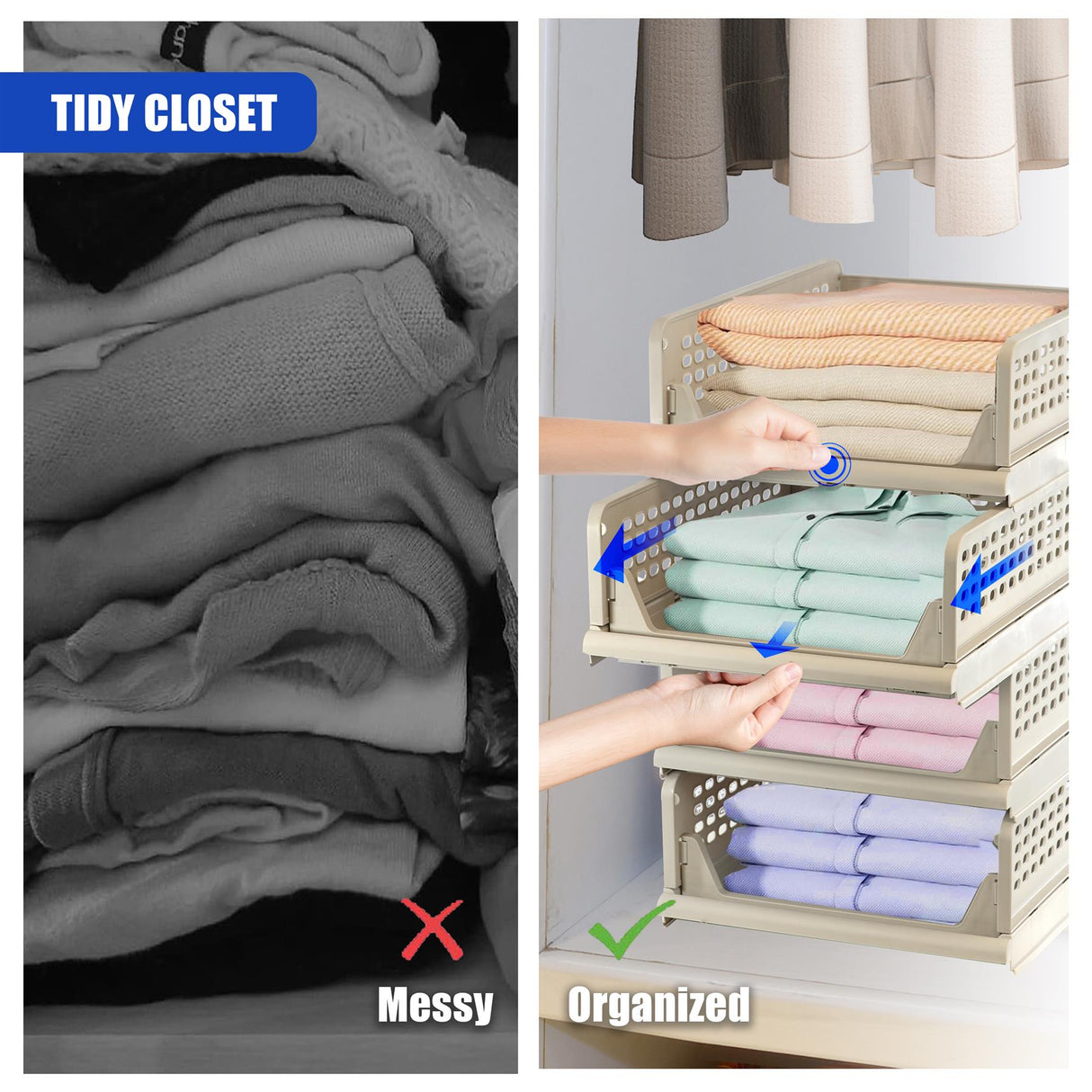 Foldable Shelf Drawers Set of 4 by GEEZY - UKBuyZone