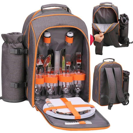 4 Person Picnic Cooler Bag With Picnic Essentials by Geezy - UKBuyZone