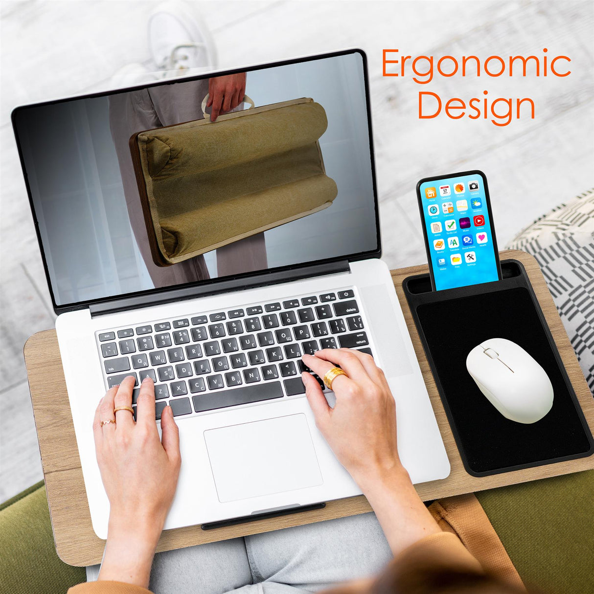 Lap Desk Laptop Table With Phone Slot Mouse Pad by GEEZY - UKBuyZone