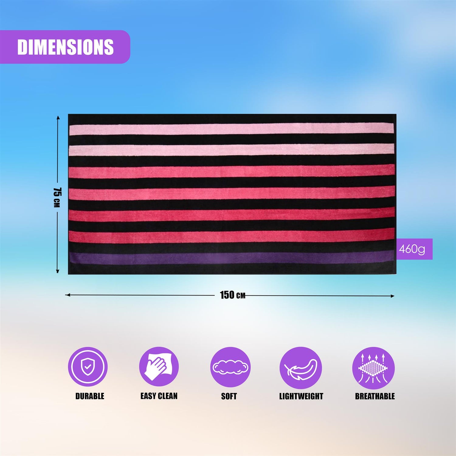 Velour Striped Beach Towel Sunset by GEEZY - UKBuyZone