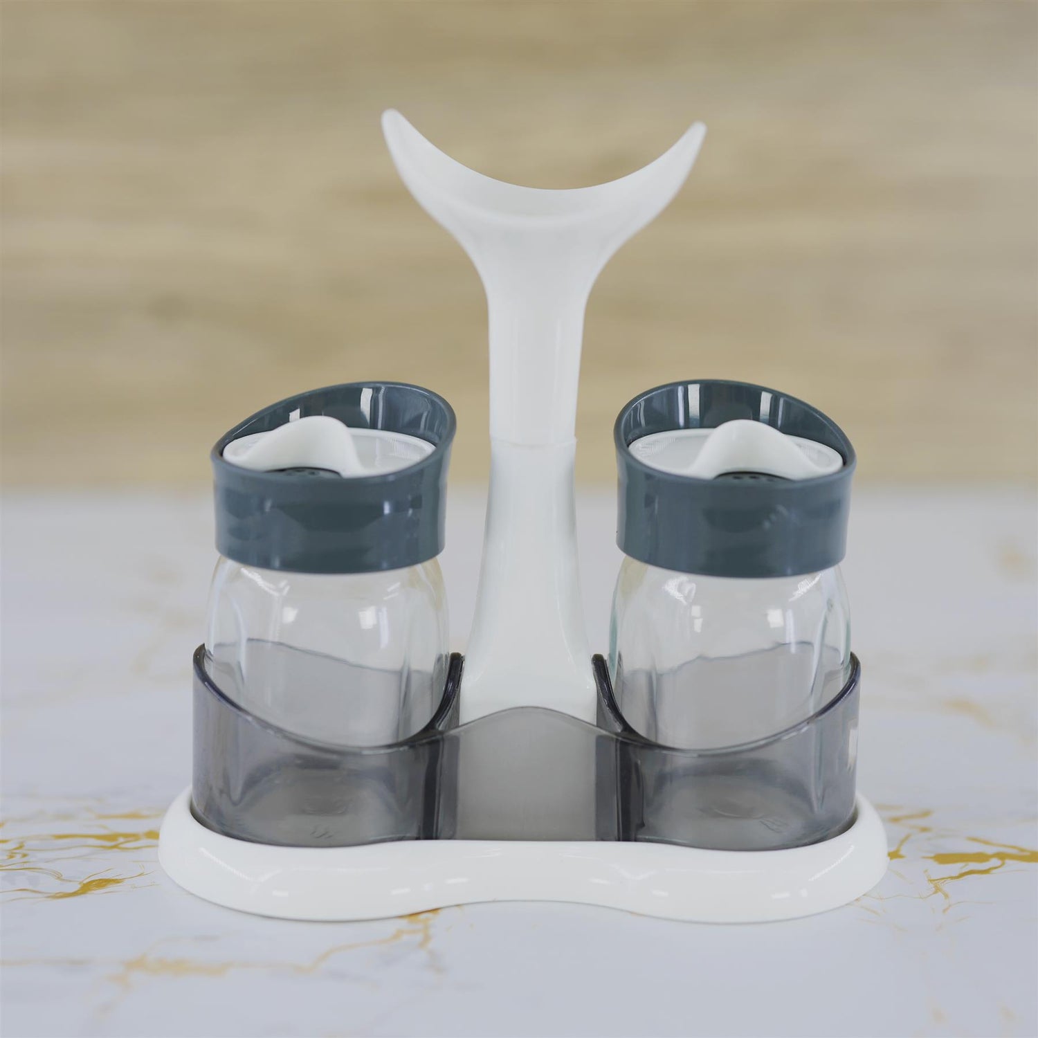 Salt and Pepper Shaker Set / Salt and Pepper Pots With Holder by GEEZY - UKBuyZone