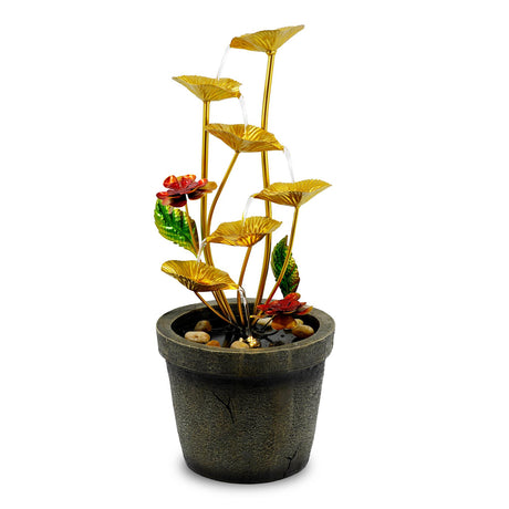 Metal Lotus Water Feature Outdoor With LED by GEEZY - UKBuyZone