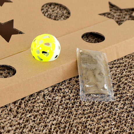 Cat Box Scratching Pad With Catnip & Toy Ball by GEEZY - UKBuyZone