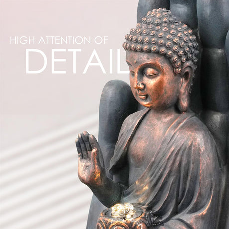Palm Buddha Water Feature Outdoor With LED by GEEZY - UKBuyZone