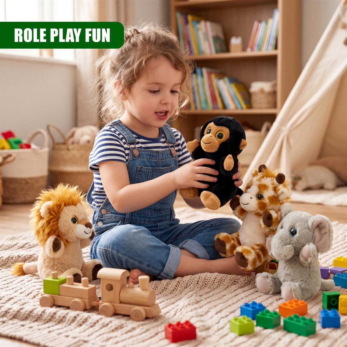 Set of 4 Wild Animal Soft Toys 6.5