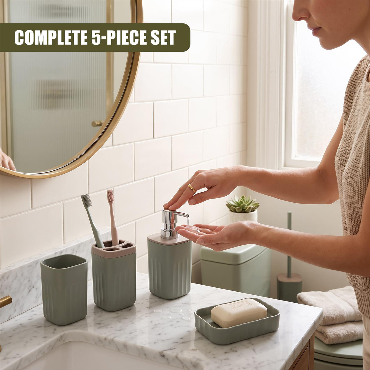 5 Piece Bathroom Acccessories Set