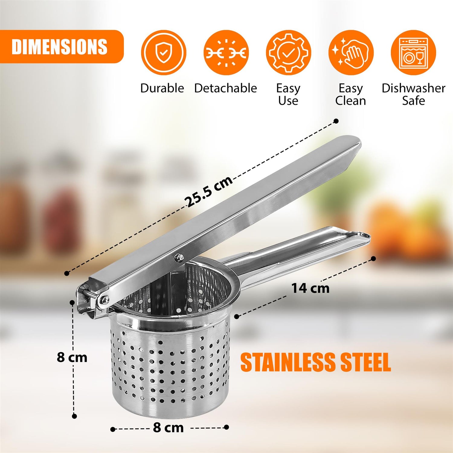 Stainless Steel Potato Ricer by GEEZY - UKBuyZone