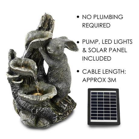 Rabbit Solar Water Feature Outdoor With LED by GEEZY - UKBuyZone