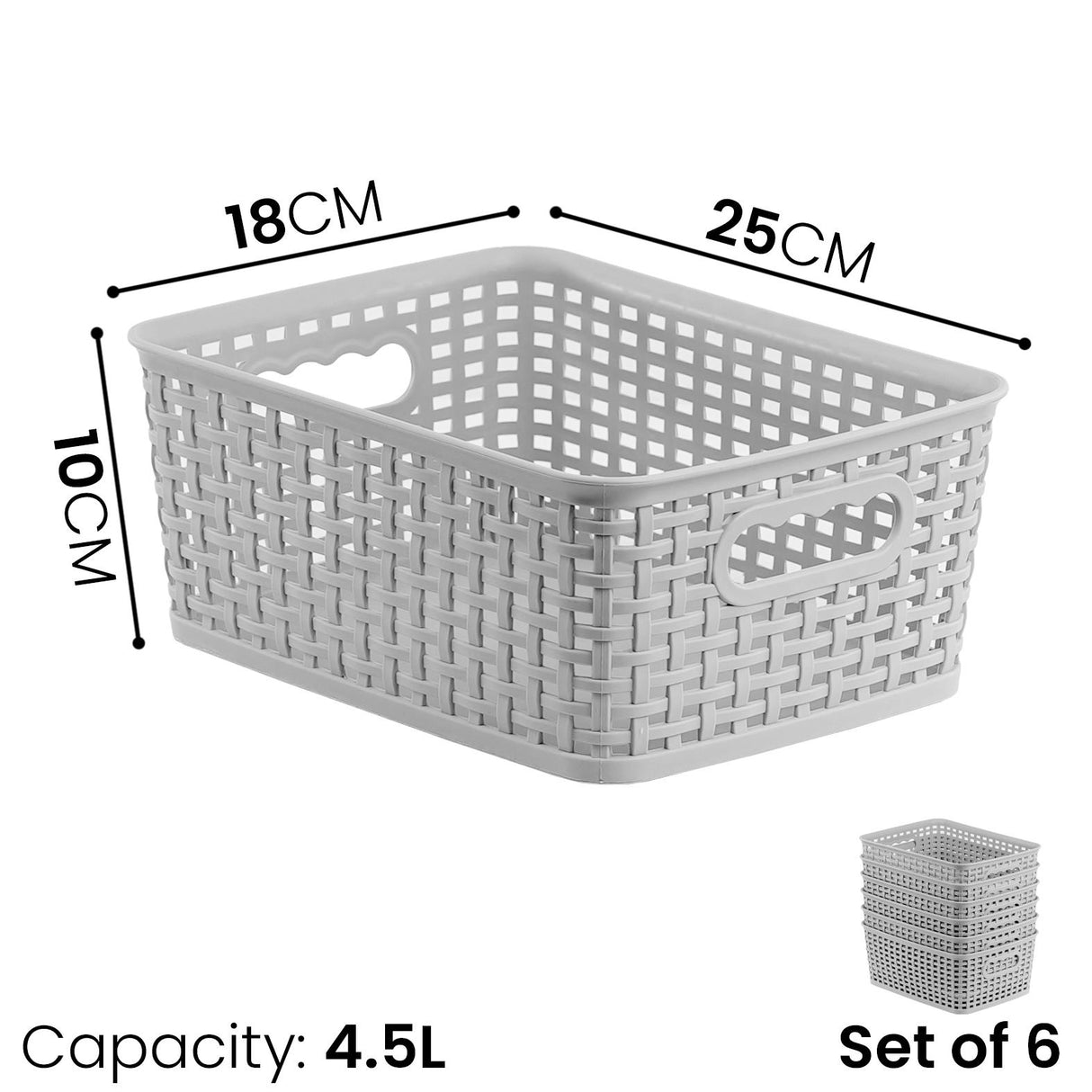 Plastic Storage Baskets Set of 6 by GEEZY - UKBuyZone