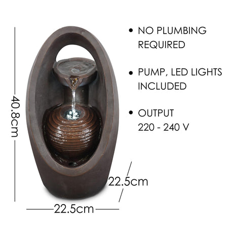 Oval Design Water Feature Outdoor With LED by GEEZY - UKBuyZone