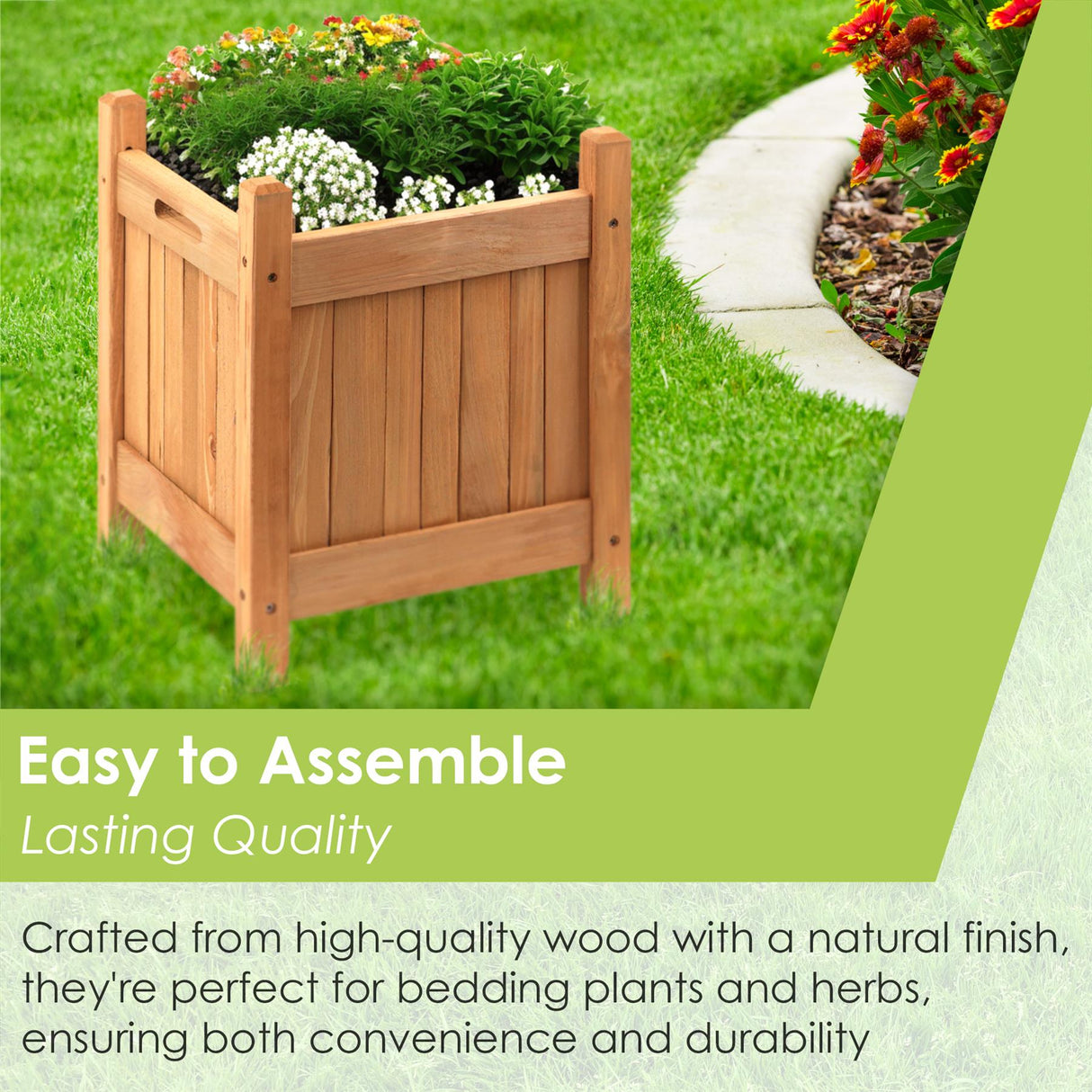 Wooden Planters Square Set of 2 by GEEZY - UKBuyZone