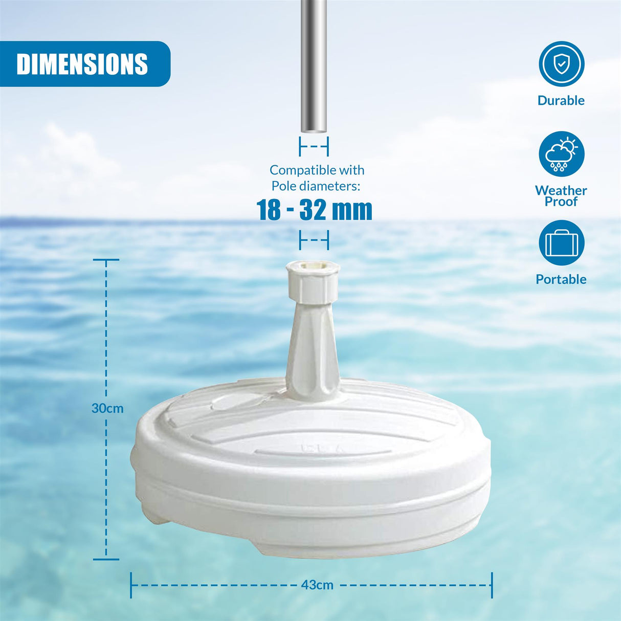 White Parasol Base, 13L