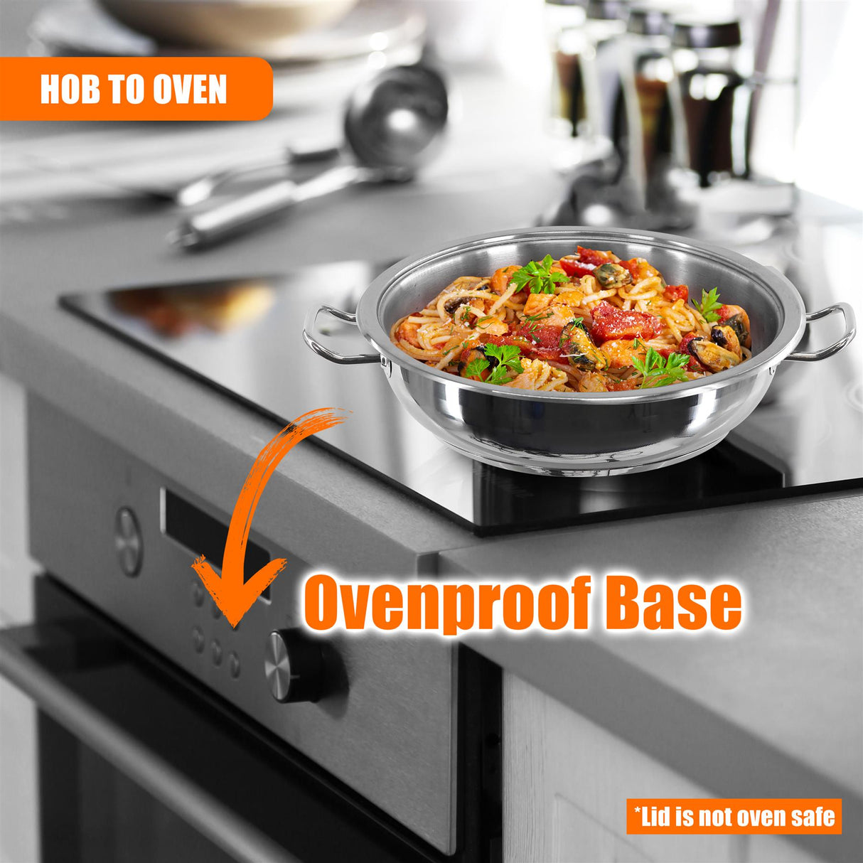 Gastro Shallow Pot With Lid 24 x 6 cm by Hascevher - UKBuyZone