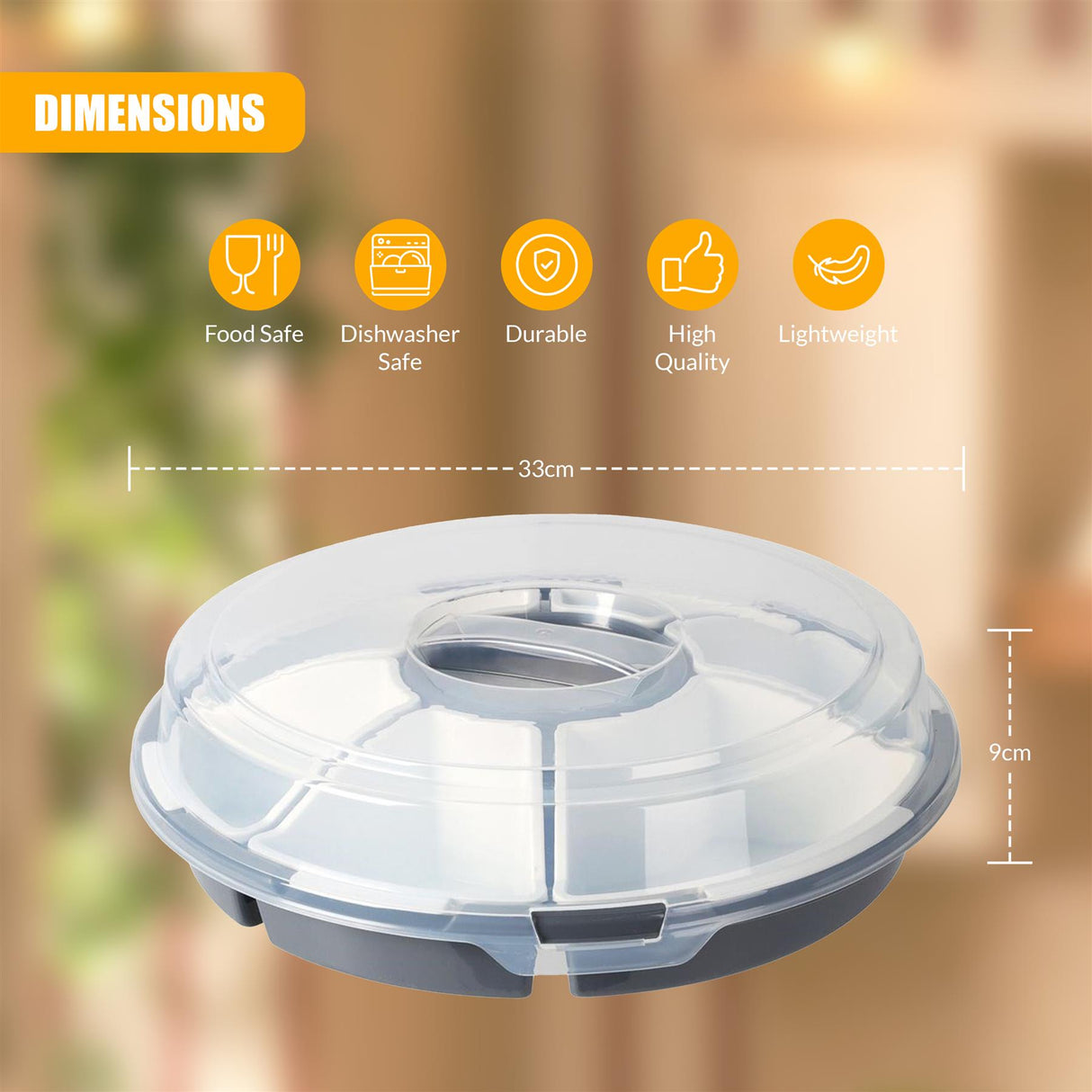 Round Snack Tray with Lid by GEEZY - UKBuyZone