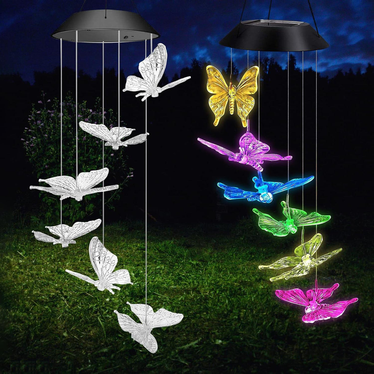 Solar Butterfly Wind Chimes LED by GEEZY - UKBuyZone