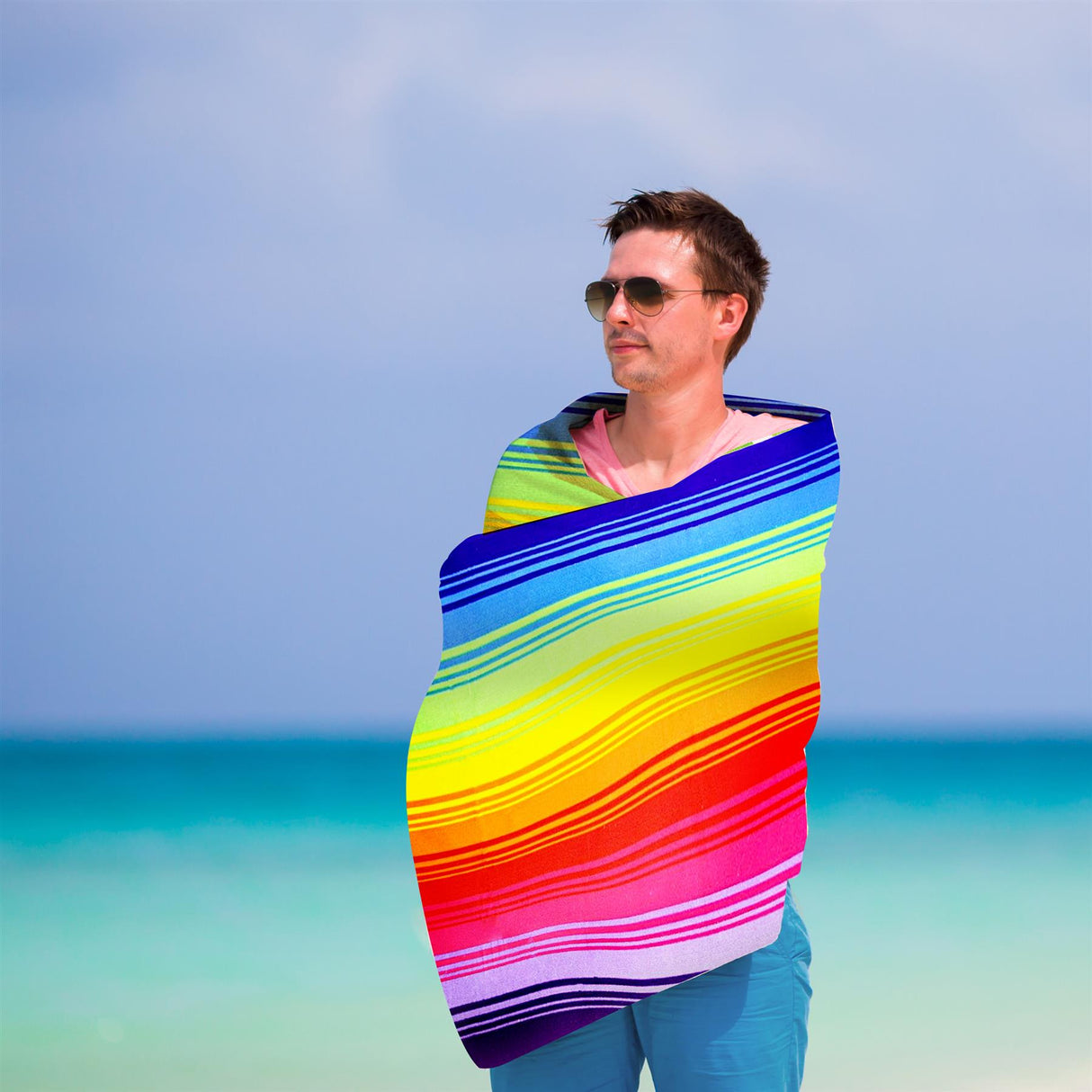 Rainbow Design Large Towel by GEEZY - UKBuyZone