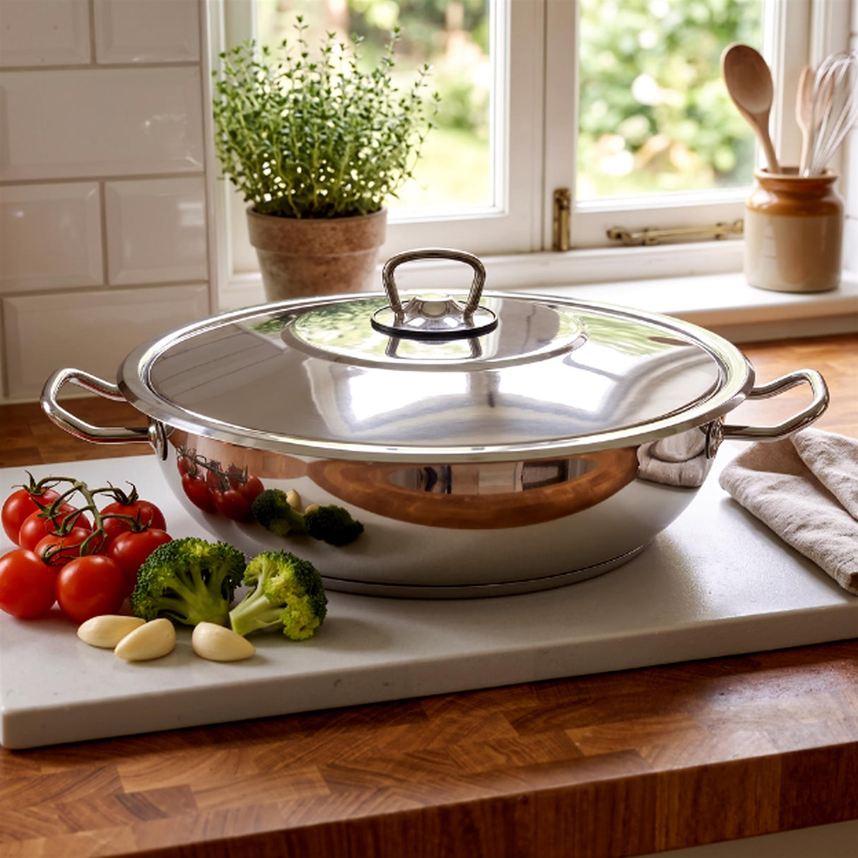 Shallow Casserole Pot with Lid - 3 L