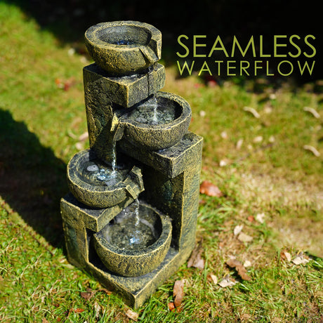 4 Tier Water Feature Outdoor With LED by GEEZY - UKBuyZone