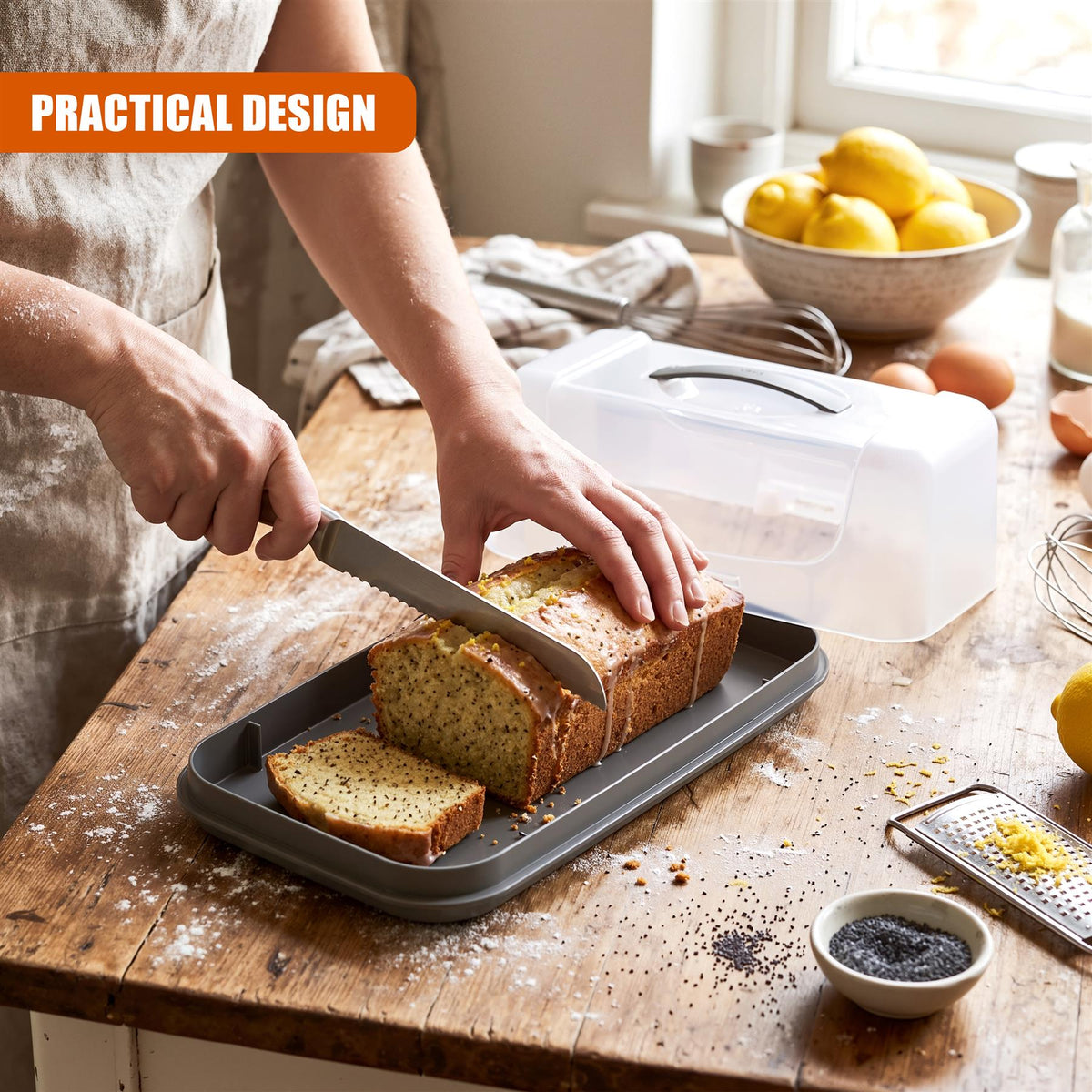Rectangular Cake Carrier with Handle and Lid