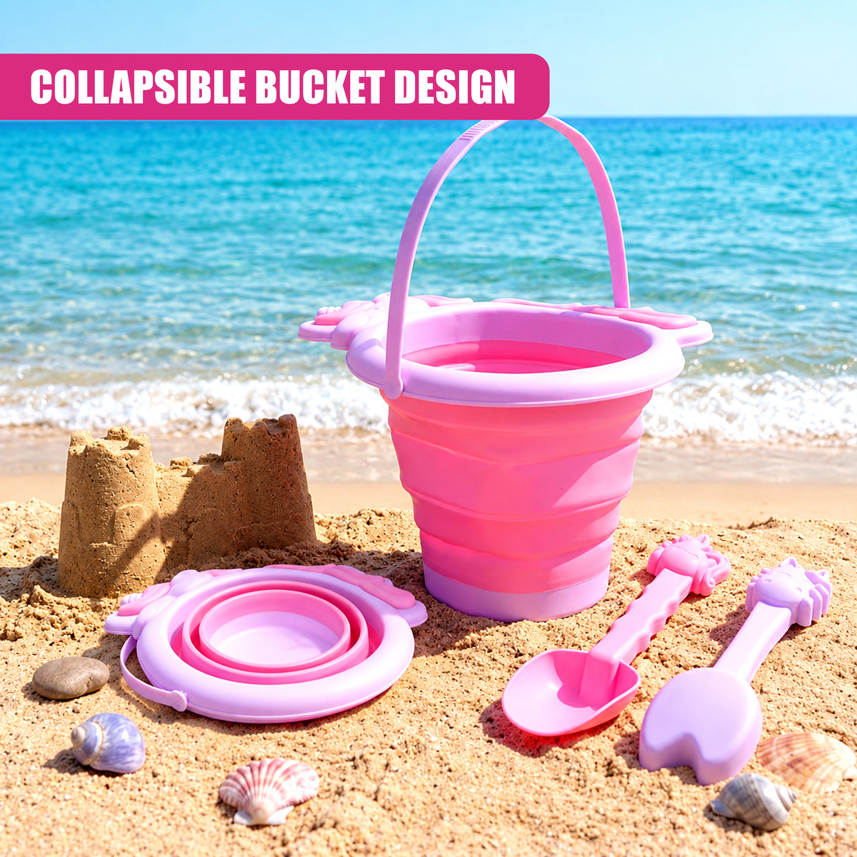 Collapsible Beach Bucket & Spade Sets