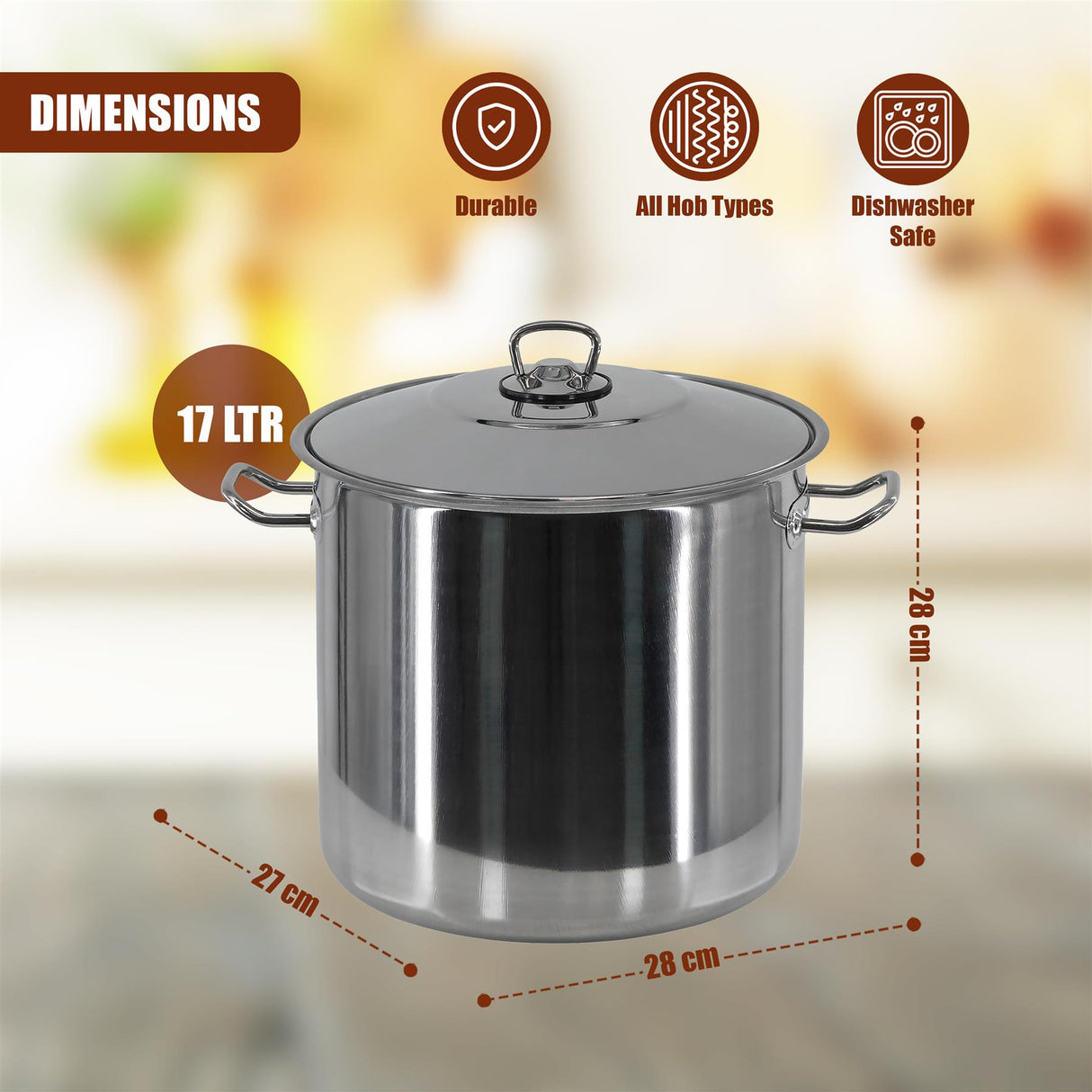 Arian Gastro Stock Pot - 17 Litre