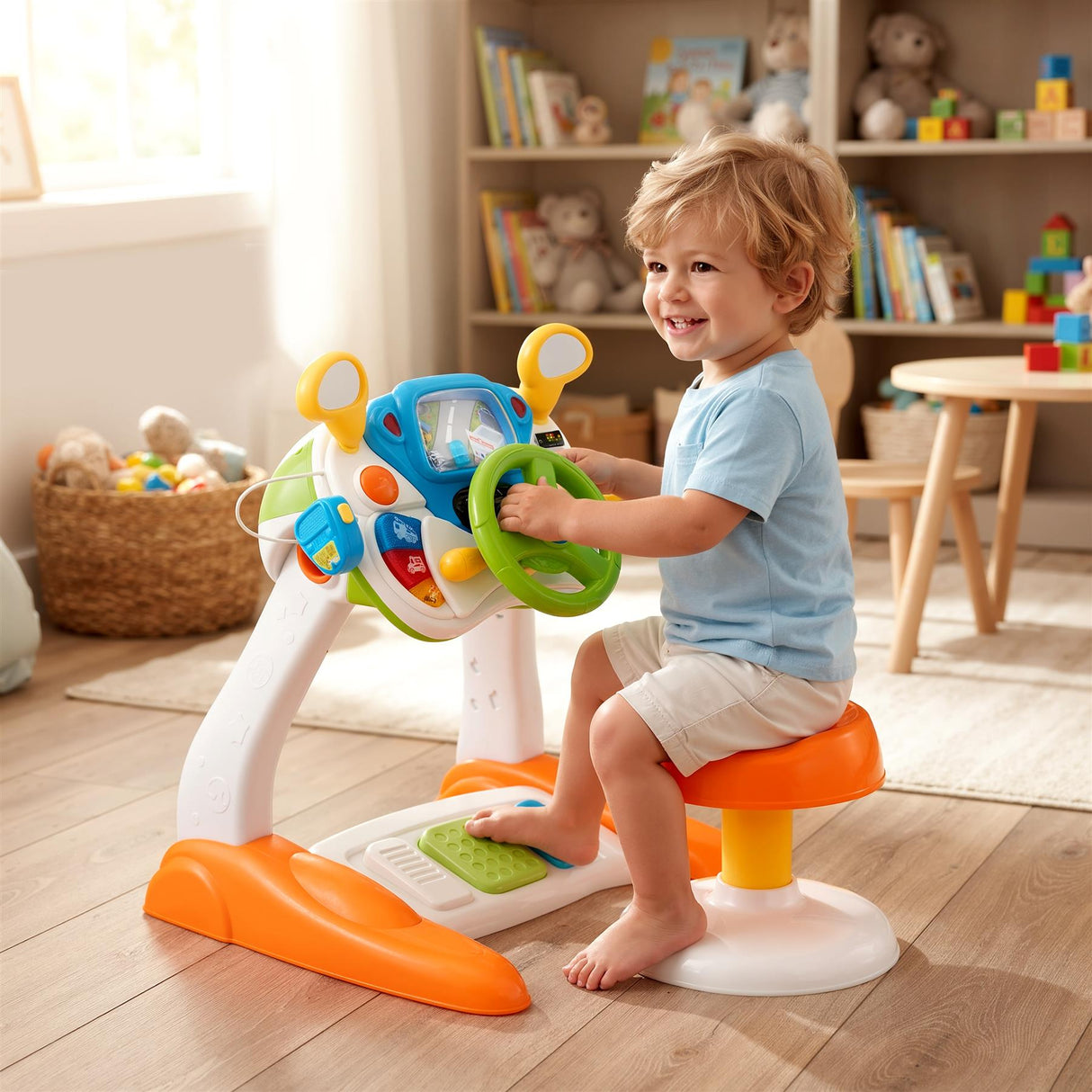 Freestanding Electronic Steering Wheel Driving Simulator Toy