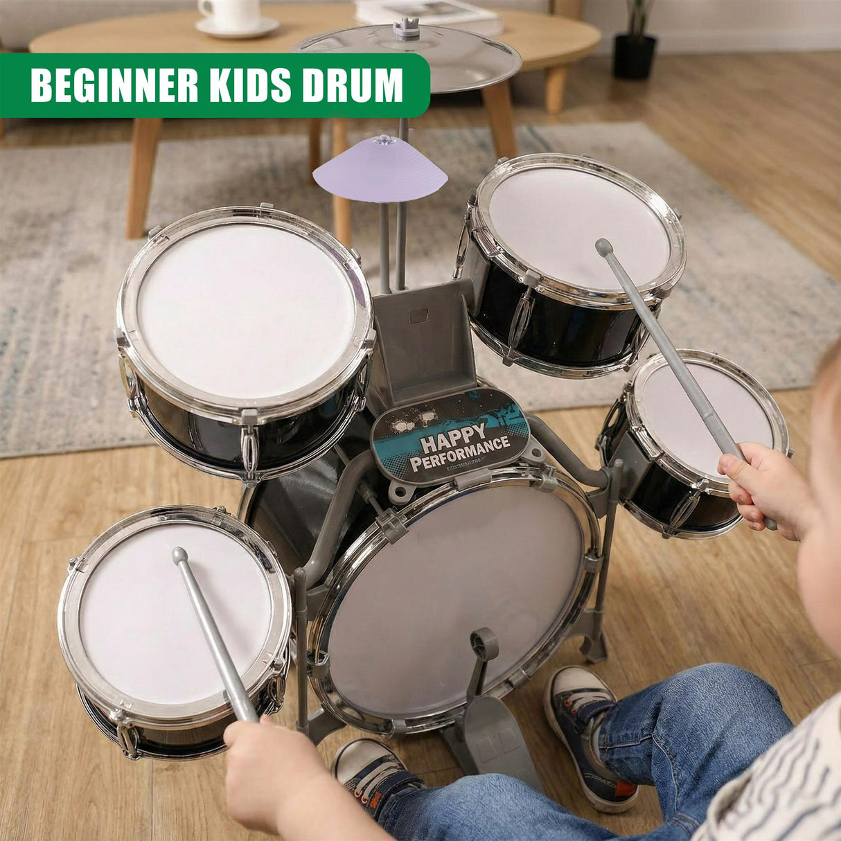 Black Multi functional Kids Jazz Drum Set