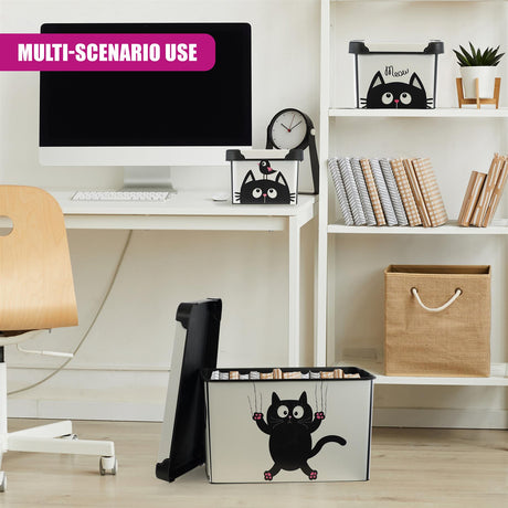 Cat Themed Storage Boxes with Lids - Set of 3 by GEEZY - UKBuyZone