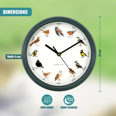 Birdsong Wall Clock with 12 Songs by GEEZY - UKBuyZone