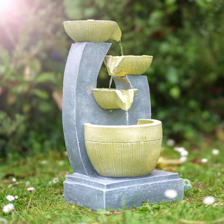 4 Tier Bowls Water Feature Outdoor With LED by GEEZY - UKBuyZone