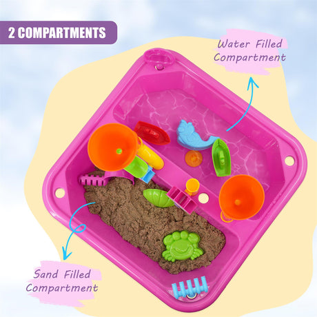 Pink Sand and Water Table Garden Sandpit Play Set by The Magic Toy Shop - UKBuyZone