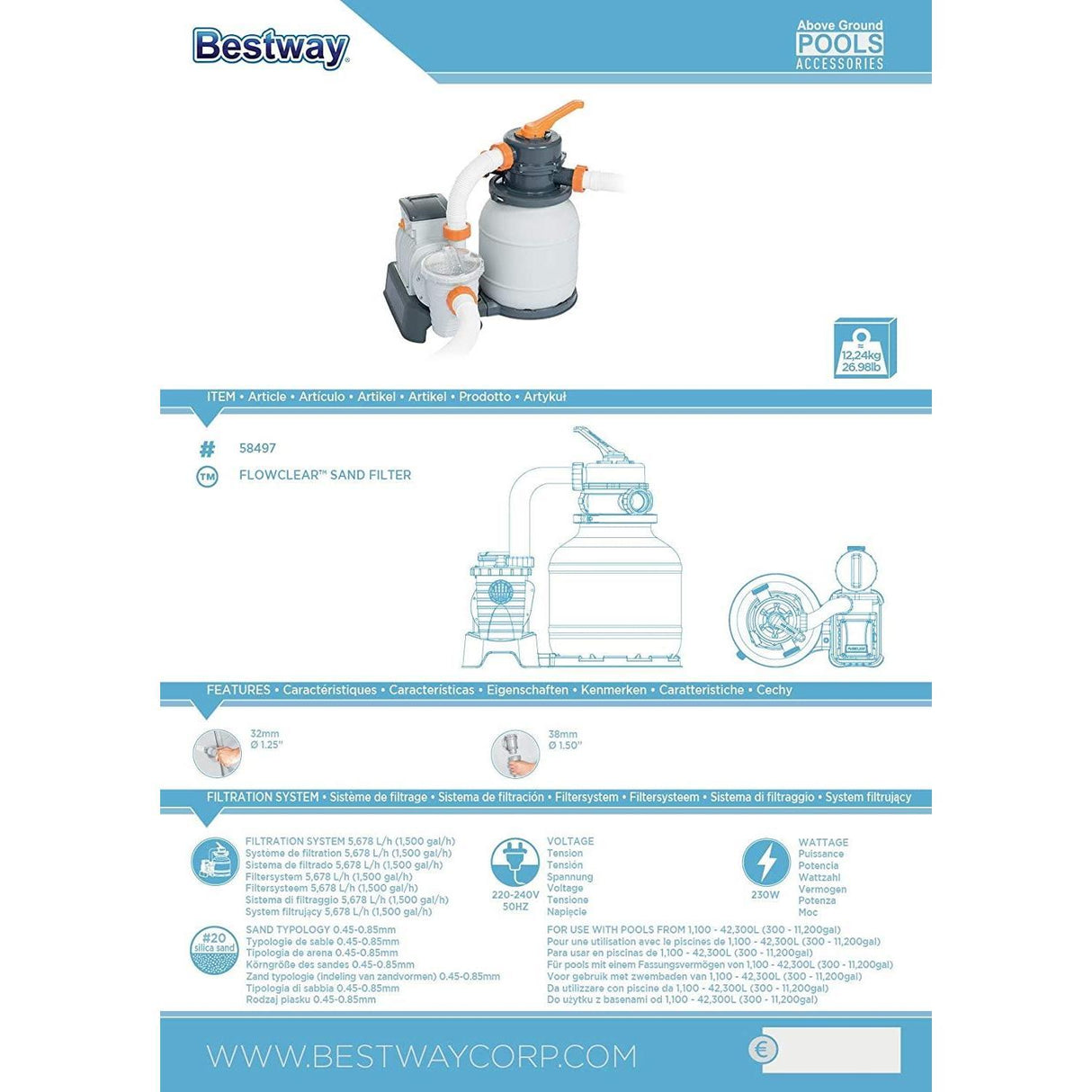 Bestway Flowclear 1500Gal Sand Filter System by Bestway - UKBuyZone