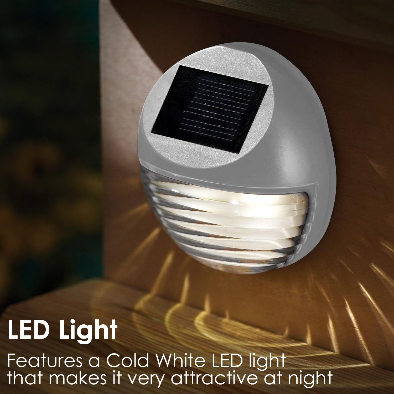 4 x Solar LED Fence Lights Silver by GEEZY - UKBuyZone