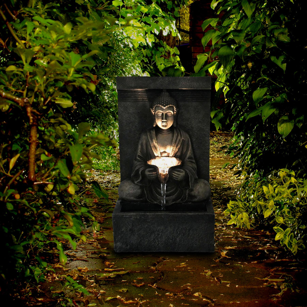 Solar Water Fountain Stone Buddha by GEEZY - UKBuyZone