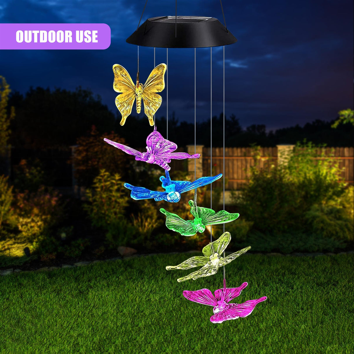 Solar Butterfly Wind Chimes LED by GEEZY - UKBuyZone
