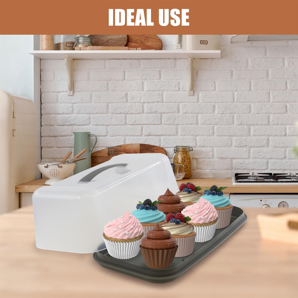 Rectangular Cake Carrier with Handle and Lid by GEEZY - UKBuyZone